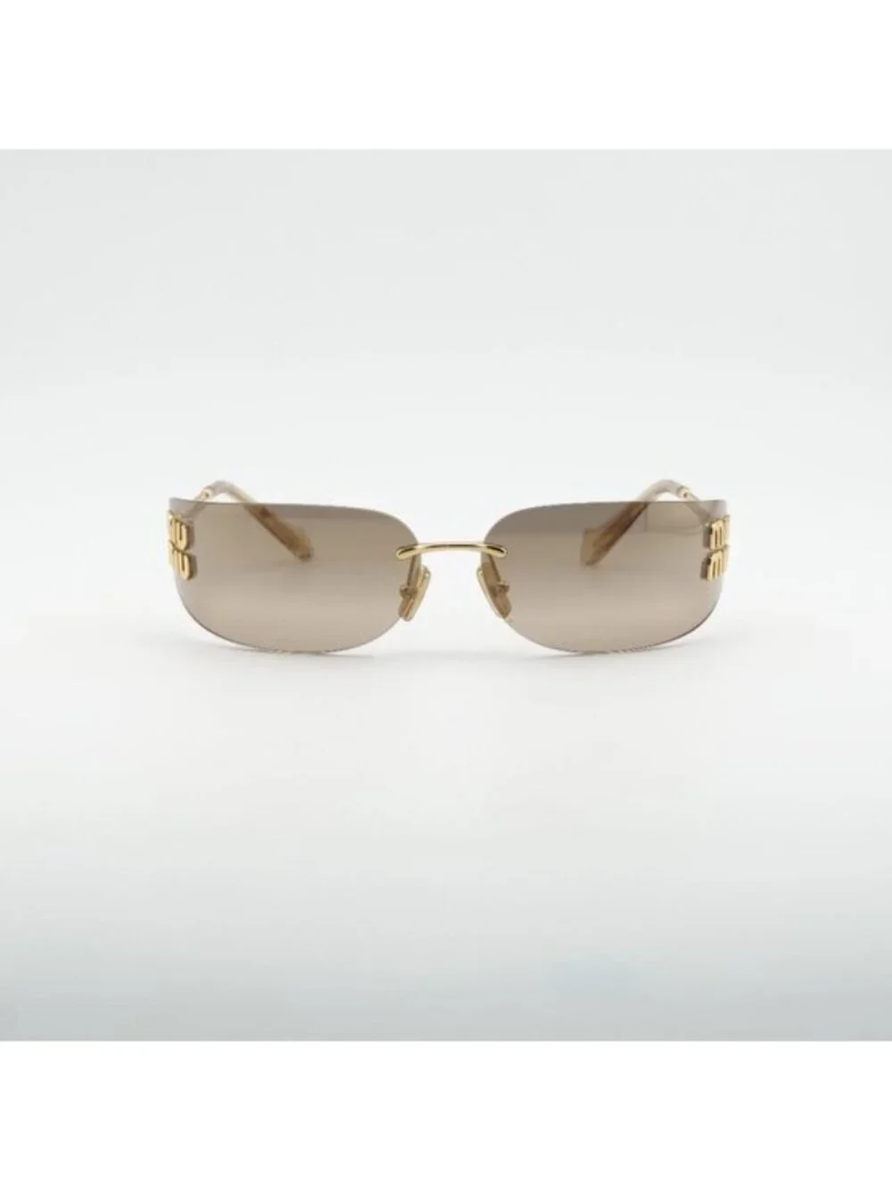Miu Miu MUA51S 5AK20P Sunglasses Gold Rectangle Frame, Bronze Mirror Lenses